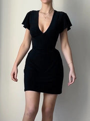 Ruffle Sleeve Bodycon Mini Dress Mini Dresses