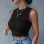 Solid Color Sexy Female Short Sleeve Tee Black / S