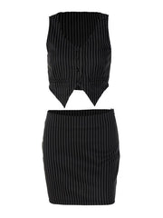 Pinstripe Detail Two Piece Set Two Piece Outfits