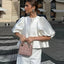 Elegant White Satin Short O neck Female Lady Blouse WHITE / S