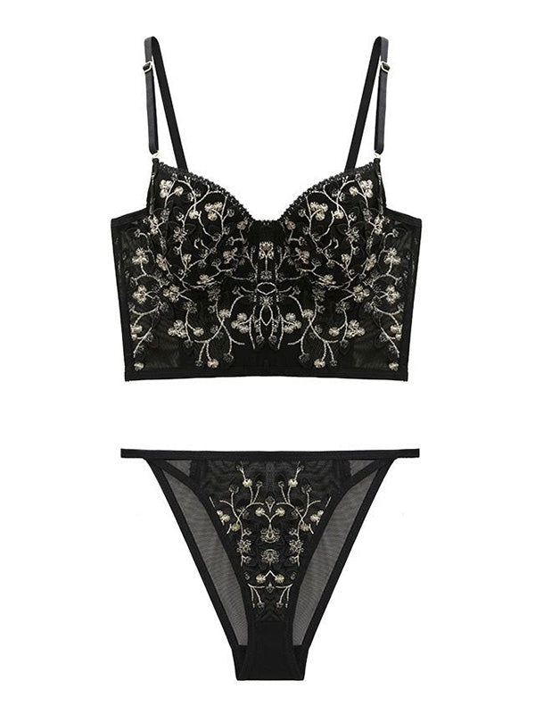 Vintage Lace Embroidery Bustier Corset Top