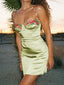 Floral Embellished Silk Mini Dresses Green / S Mini Dresses