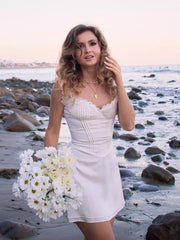 Elegant Casual Women’s 2024 Cotton White Sexy Birthday A Line Holiday Lace Vintage Dress