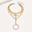 Layered Metal Disc and Chain Finger Bracelet