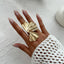 3D Ginkgo Leaf Sculpted Metal Knuckle Ring