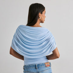 Scarf Neck Draped Sleeveless Bodycon Cropped Tee