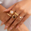 6-Piece Irregular Gemstone Metal Ring Set