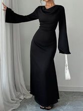 Long Sleeve Loose Tie Waist Elegant Maxi Dress