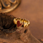 18K Gold Plated Heart Open Adjustable Ring