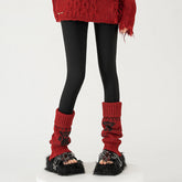 Wool Chunky Slouchy Sexy Red Christmas Leg Warmers
