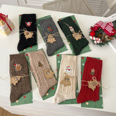 Cable Knit Textured Cotton Mid Calf Slouchy Christmas Socks