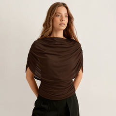 Scarf Neck Draped Sleeveless Bodycon Cropped Tee