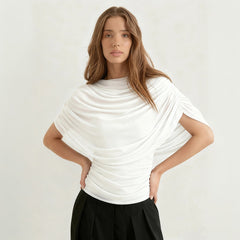 Scarf Neck Draped Sleeveless Bodycon Cropped Tee