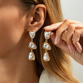 Retro Irregular Faux Pearl Long Metal Geometric Earrings