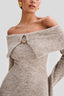 Slim Fitted Off-Shoulder Long Sleeve Sweater Dress