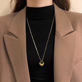 Long Gold Circle And Teardrop Pendant Necklace