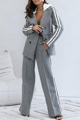 Casual Double Breasted Two Piece Blazer Pants Set