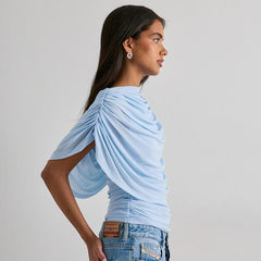 Scarf Neck Draped Sleeveless Bodycon Cropped Tee