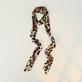 Leopard Print Skinny Long Neck Tie Ribbon Scarf