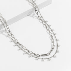 Faux Pearl Tassel Double Layer Cross Waist Chain