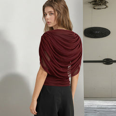 Scarf Neck Draped Sleeveless Bodycon Cropped Tee