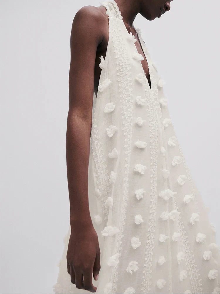 Halter Floral Mesh Patchwork Boho Dress