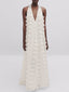 Halter Floral Mesh Patchwork Boho Dress White / S