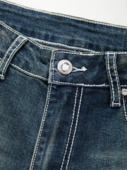 Rhinestone Chrome Hearts Flare Leg Jeans Flare Jeans