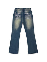 Rhinestone Chrome Hearts Flare Leg Jeans Flare Jeans