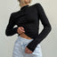 Turtleneck Casual Fashion Long Sleeve Tee Black / S