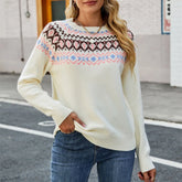 Casual Thickened Raglan Sleeve Elk Christmas Tree Sweater Beige / S Sweaters-L