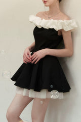 Ballet Neck Color Block Mini Dress