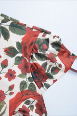 V Neck Floral Print Bodycon Maxi Skirt Set