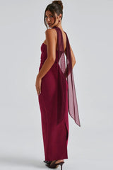 Sheer Sleeve Bustier Gown Formal Dress