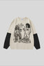 Cartoon Graphic Contrast Layered Long Sleeve Tee