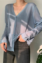V Neck Lightweight Knit Cardigan