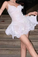 Lace Spaghetti Strap Mini Dress