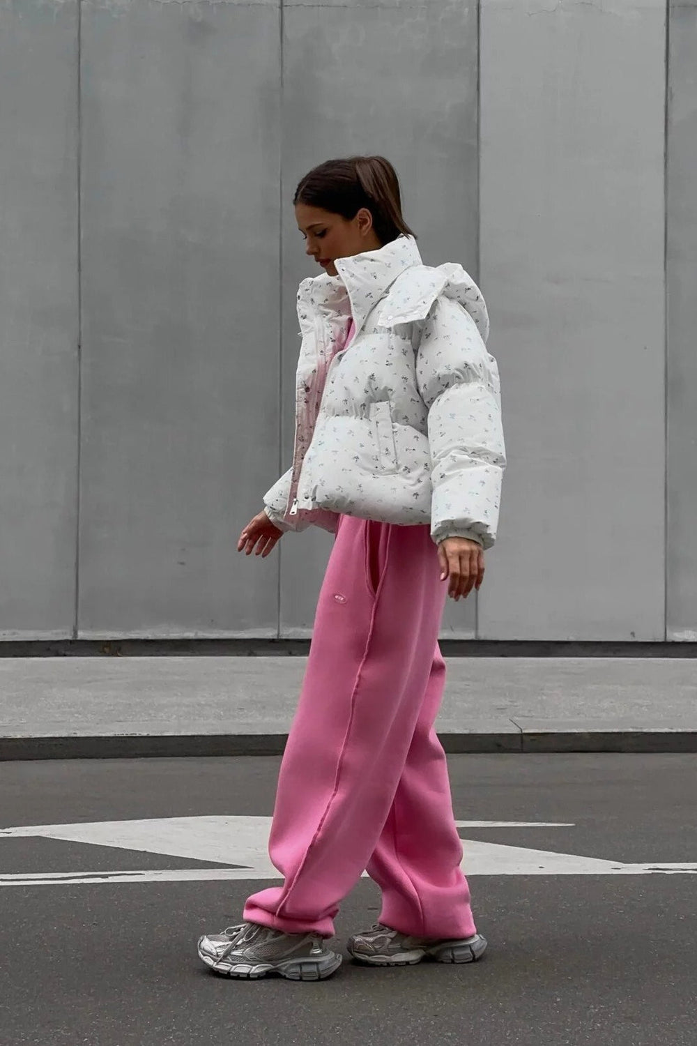 Chic Printed Puffy Puffer Jacket