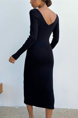 Long Sleeve Ribbed Sweater Dress