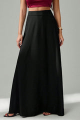 Elegant Black Ins Style Umbrella Maxi Skirt