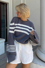 Color Block Stripe Knit Sweater