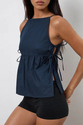 Minimalist Side Tie Solid Tank Top