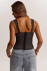Chic Polka Dot Bustier Sleeveless Tank Top