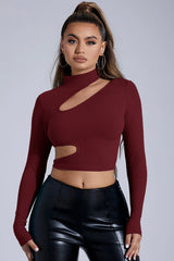 Bodycon Mock Neck Long Sleeve Crop Top