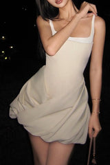 Solid Ruched High Waist Sleeveless Cami Mini Dress