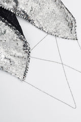Metal Sequin Chain Backless Tank Top