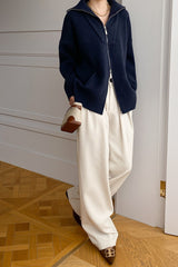 Double Zipper Shawl Collar Sweater