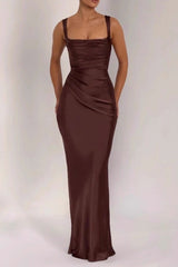 Square Neck Tie Waist Bodycon Mermaid Prom Dress