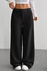 Pockets Wide Leg Knit Pants