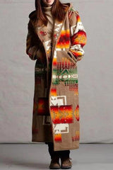 Pocket Printed Longline Coat Brown / S coats